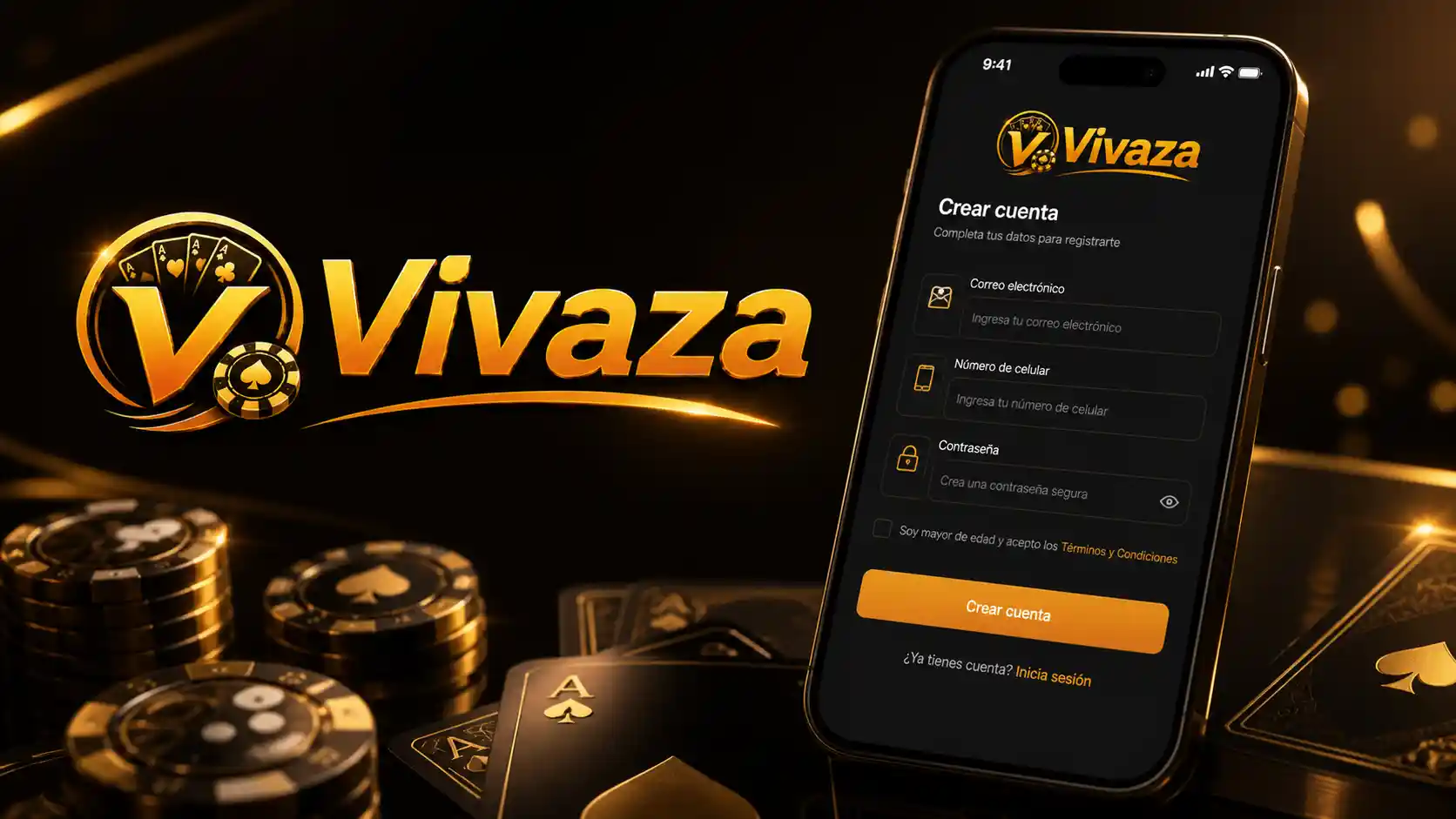 Formulario móvil para crear una cuenta de Vivaza