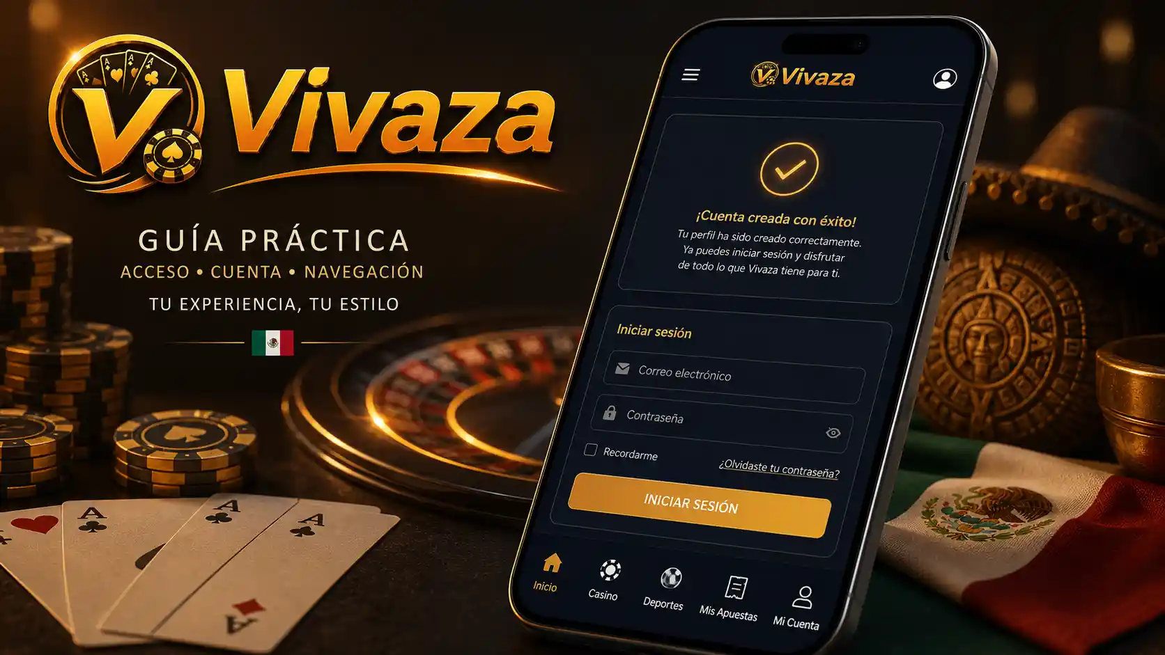 Acceso móvil a una cuenta de Vivaza después del registro
