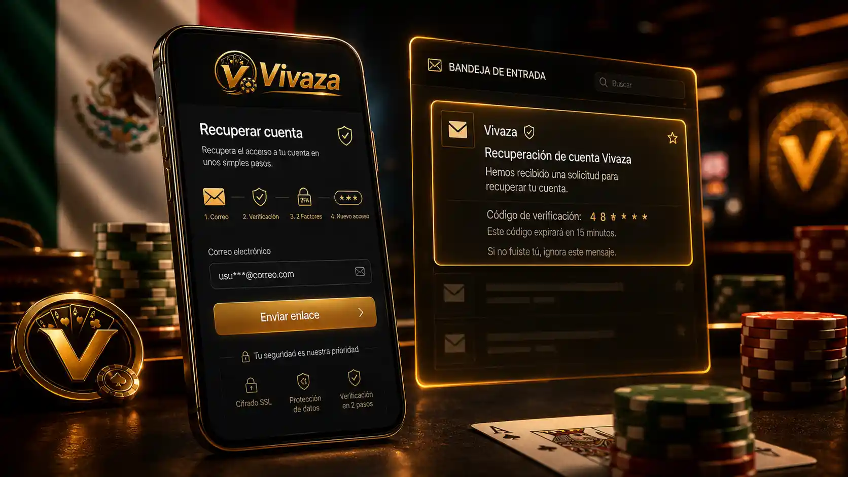 Proceso de recuperación de cuenta de Vivaza desde un celular