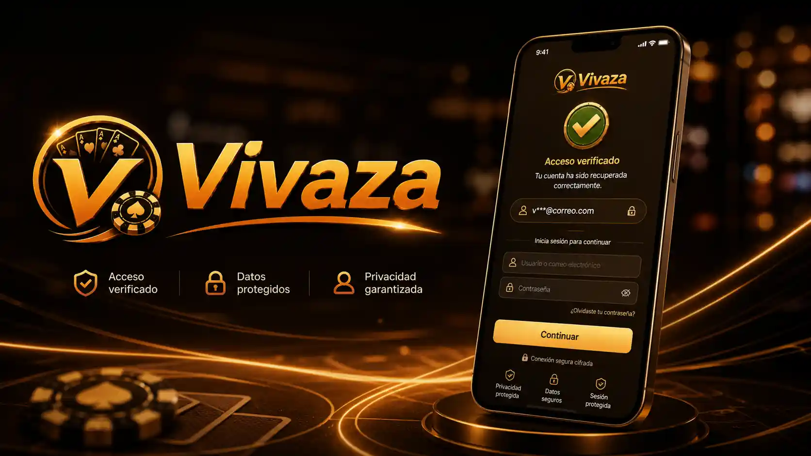 Acceso recuperado a una cuenta de Vivaza en el celular