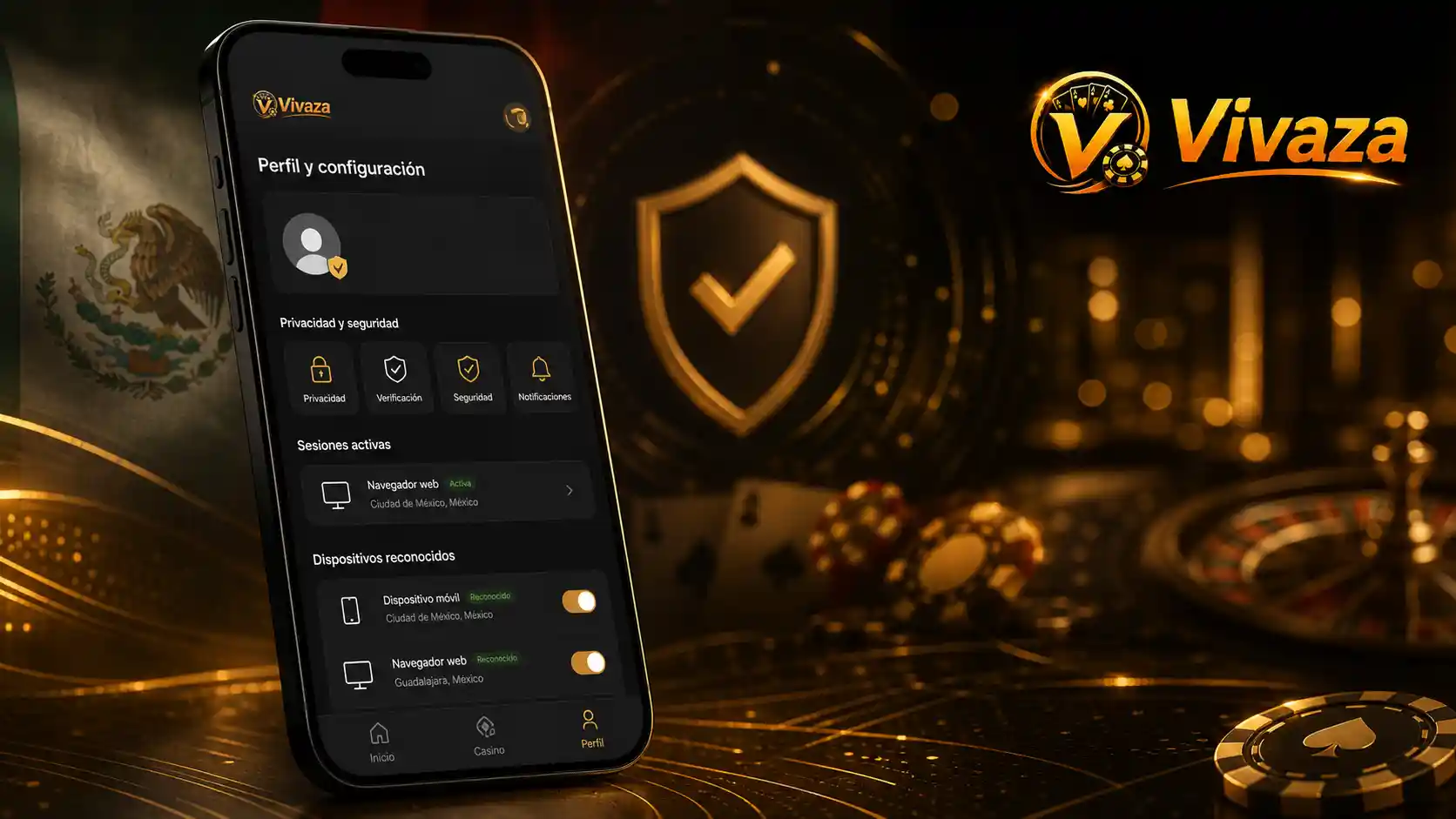 Configuración de seguridad de una cuenta Vivaza en un teléfono