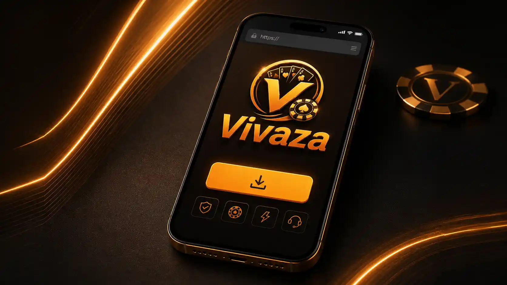 Celular mostrando el acceso seguro para descargar la app de Vivaza