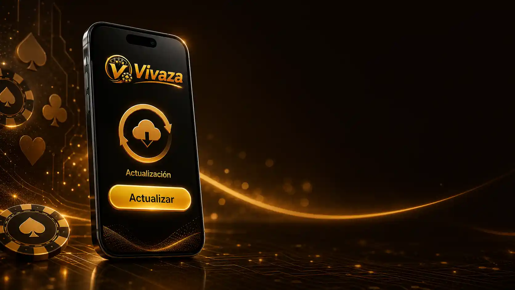 Celular mostrando la actualización de la app de Vivaza
