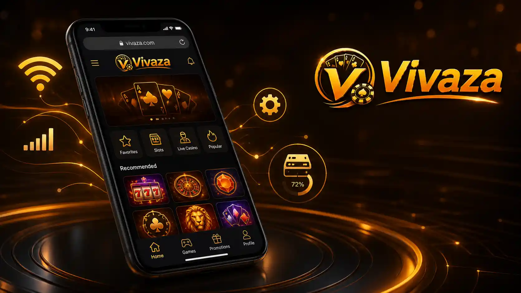 Acceso móvil de Vivaza en un navegador actualizado