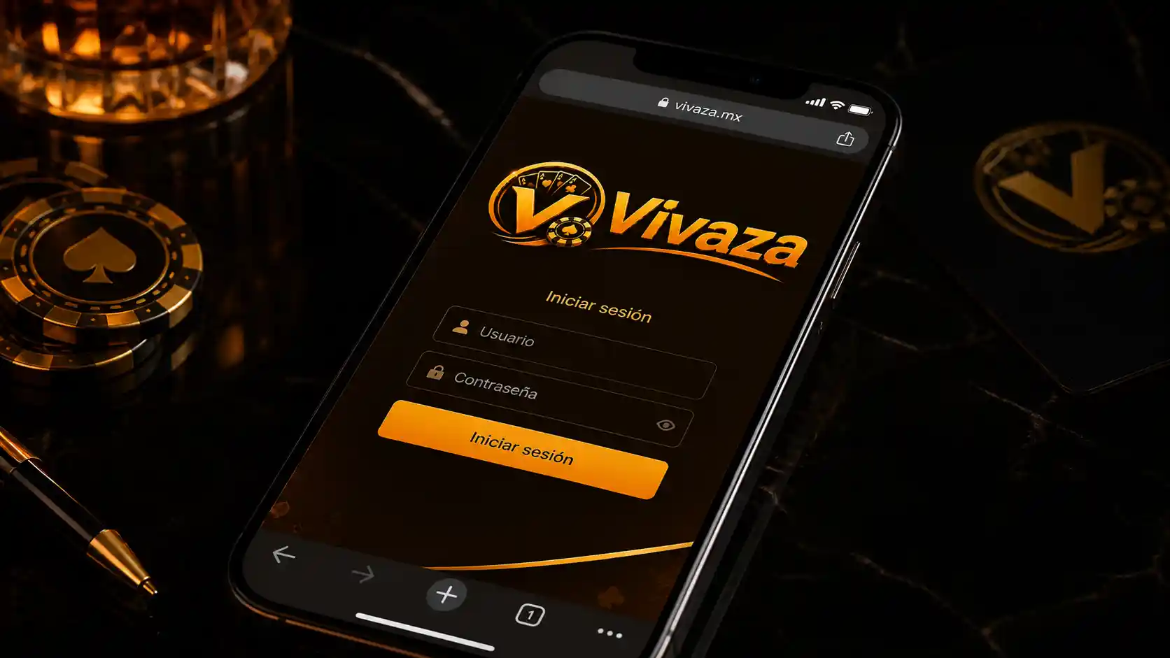 Versión móvil de Vivaza abierta en el navegador de un celular