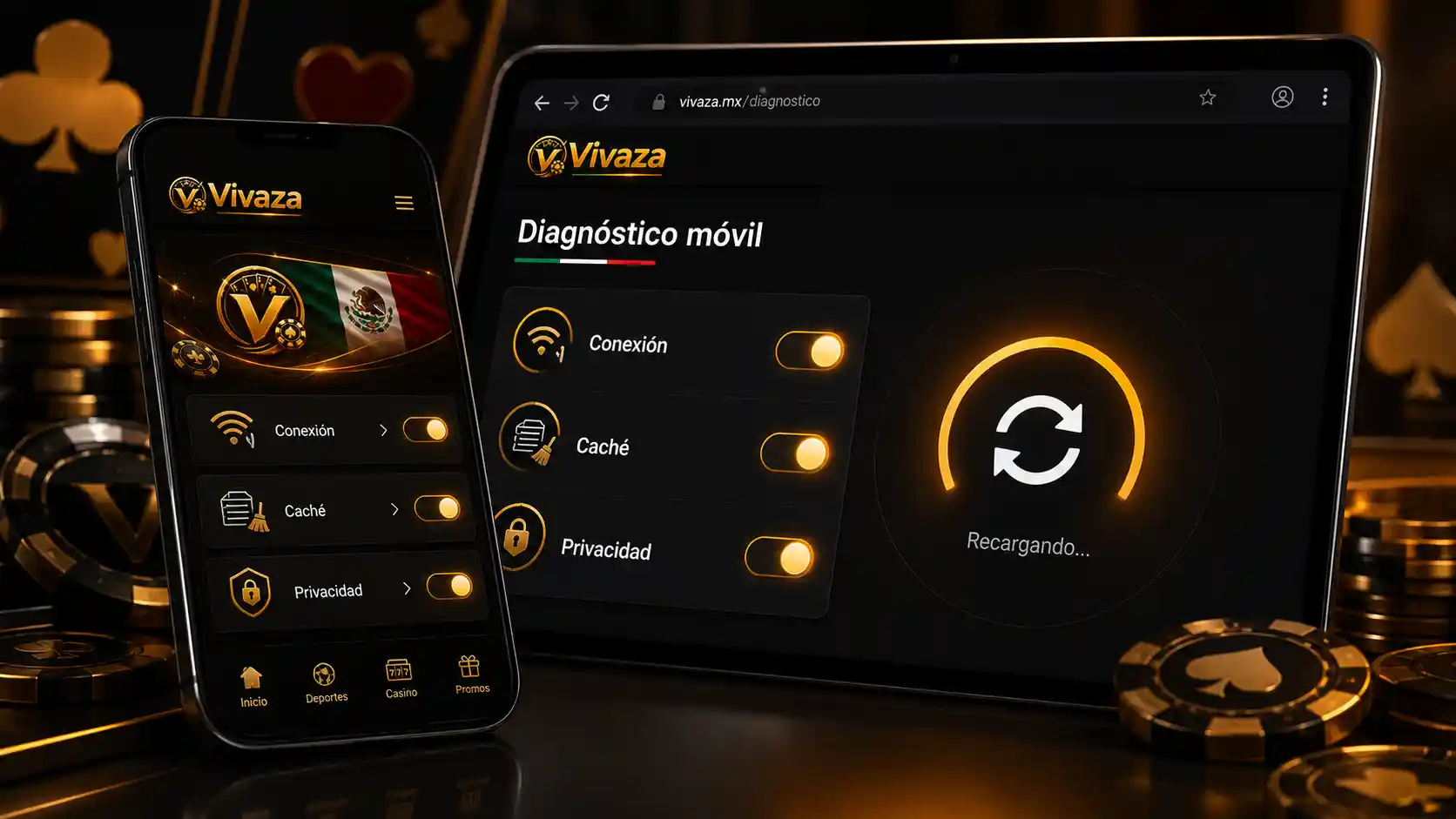 Comprobaciones de conexión y navegador para acceder a Vivaza desde el celular