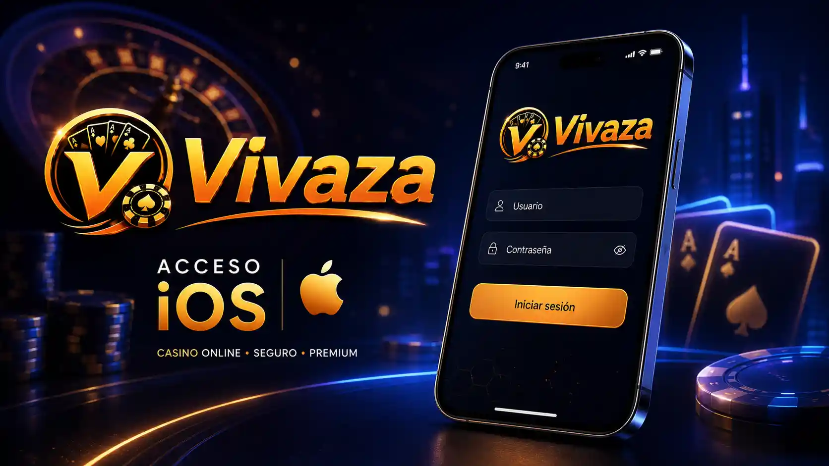 Pantalla de inicio de sesión de Vivaza en un iPhone