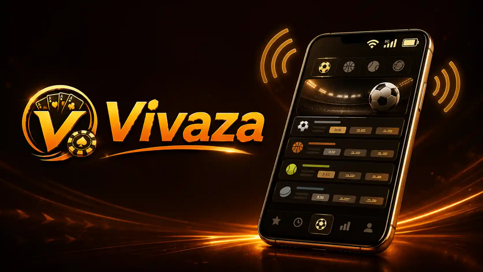 Celular con la app de Vivaza y conexión de red visible antes de apostar