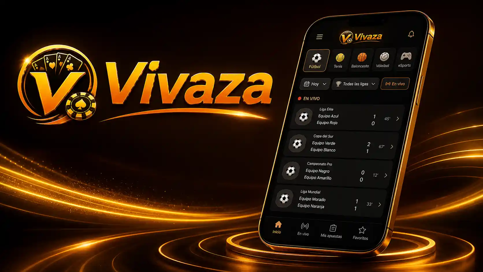 Filtros de partidos deportivos de Vivaza en un celular
