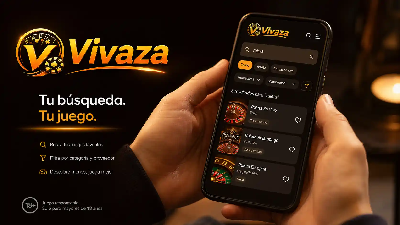 Resultados filtrados de juegos de casino en el celular