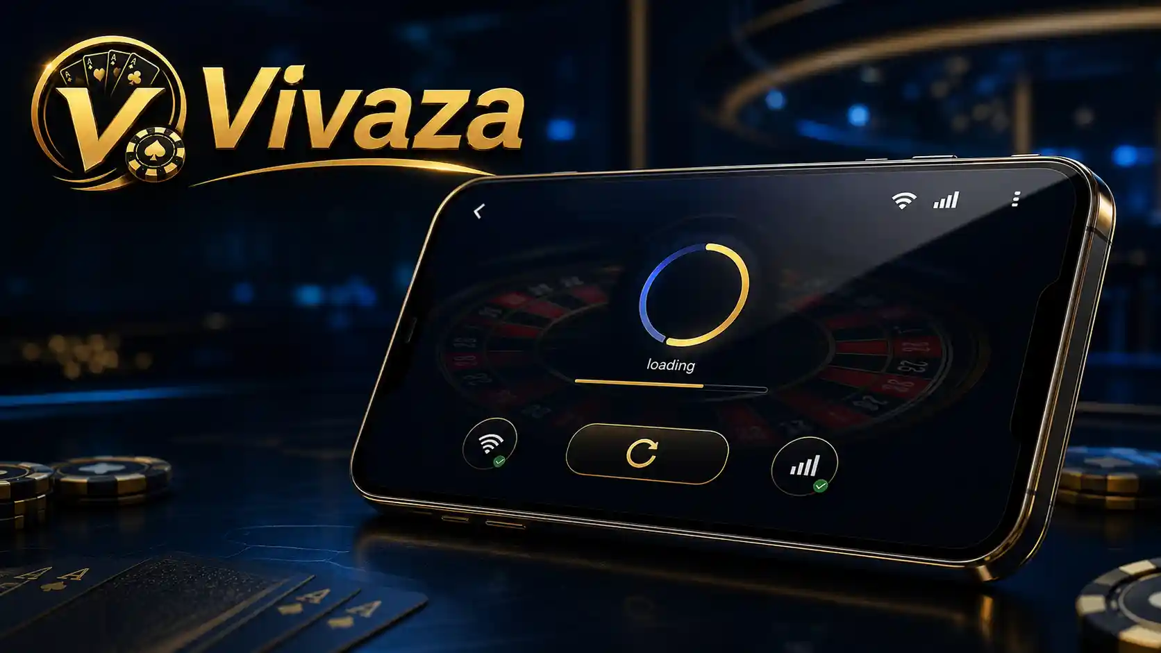 App móvil de Vivaza mostrando la carga de un juego de casino