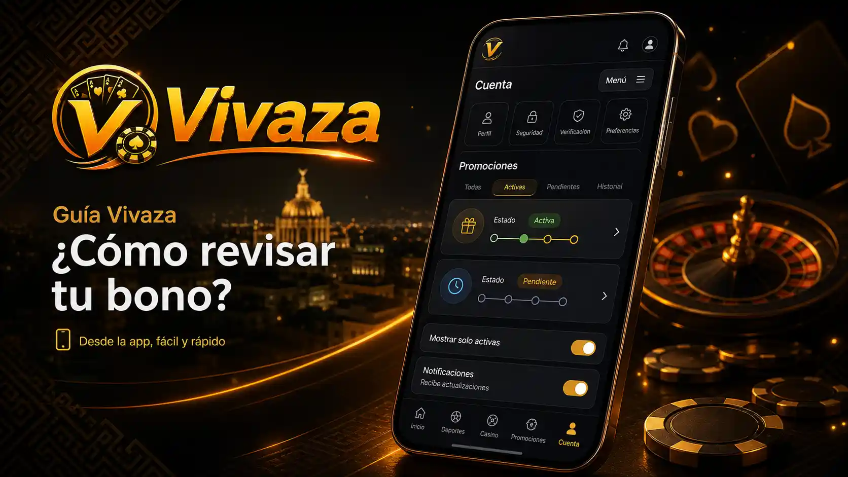 Aplicación móvil de Vivaza mostrando la sección de promociones