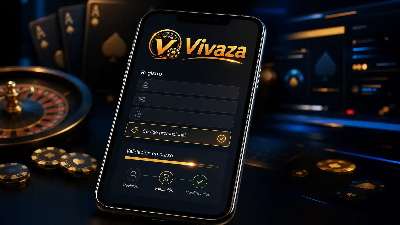 Validación de un código promocional durante el registro en Vivaza